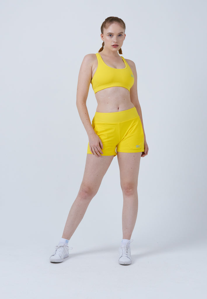 Mädchen & Damen und Gender Advantage Tennis Shorts mit Ballhalter, gelb von SPORTKIND