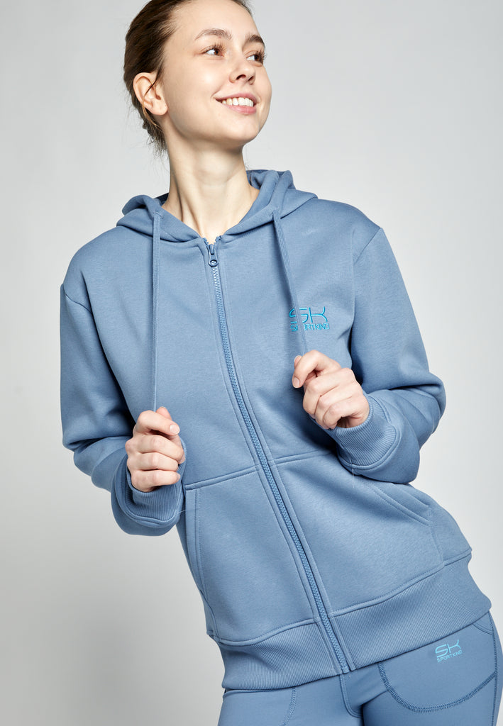 Unisex Kapuzenjacke mit Reißverschluss unisex, grau blau von SPORTKIND