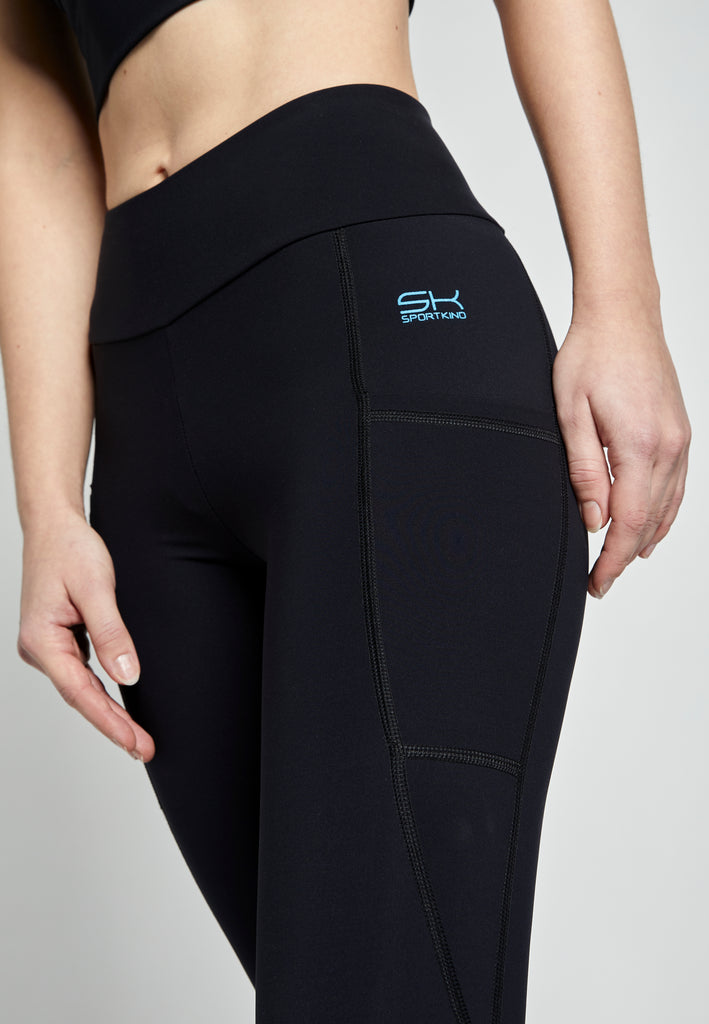 Mädchen & Damen Sport Leggings High Waist mit Taschen lang, schwarz von SPORTKIND