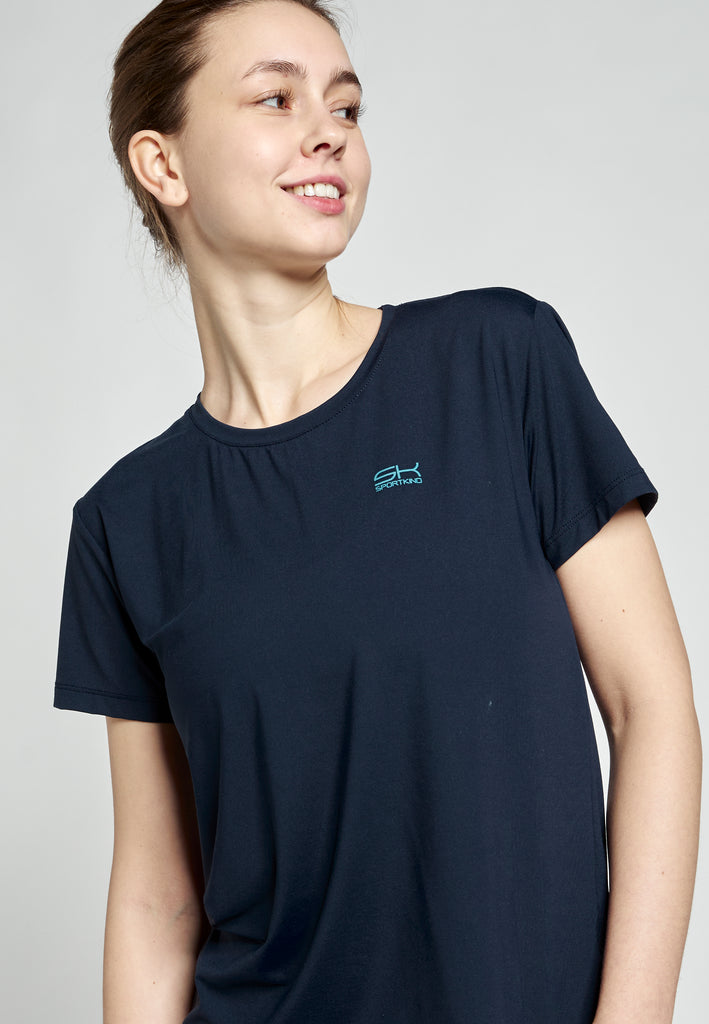 Mädchen & Damen Tennis Loose Fit T-Shirt Kurzarm, navy blau von SPORTKIND