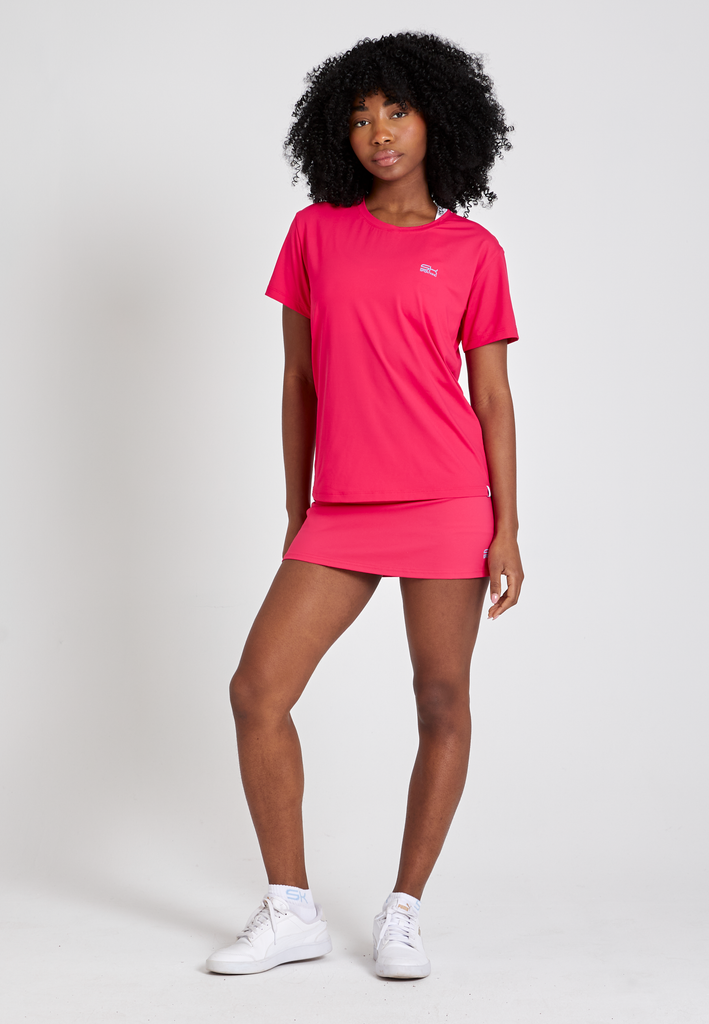 Mädchen & Damen Tennis Loose Fit T-Shirt Kurzarm, pink von SPORTKIND