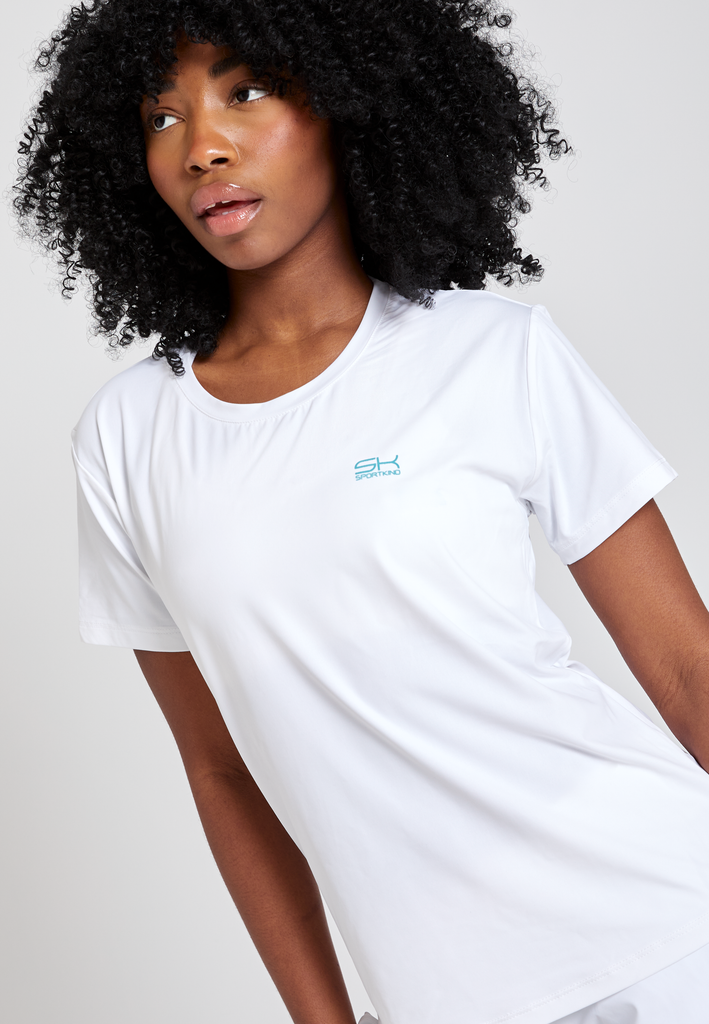 Mädchen & Damen Tennis Loose Fit T-Shirt Kurzarm, weiß von SPORTKIND