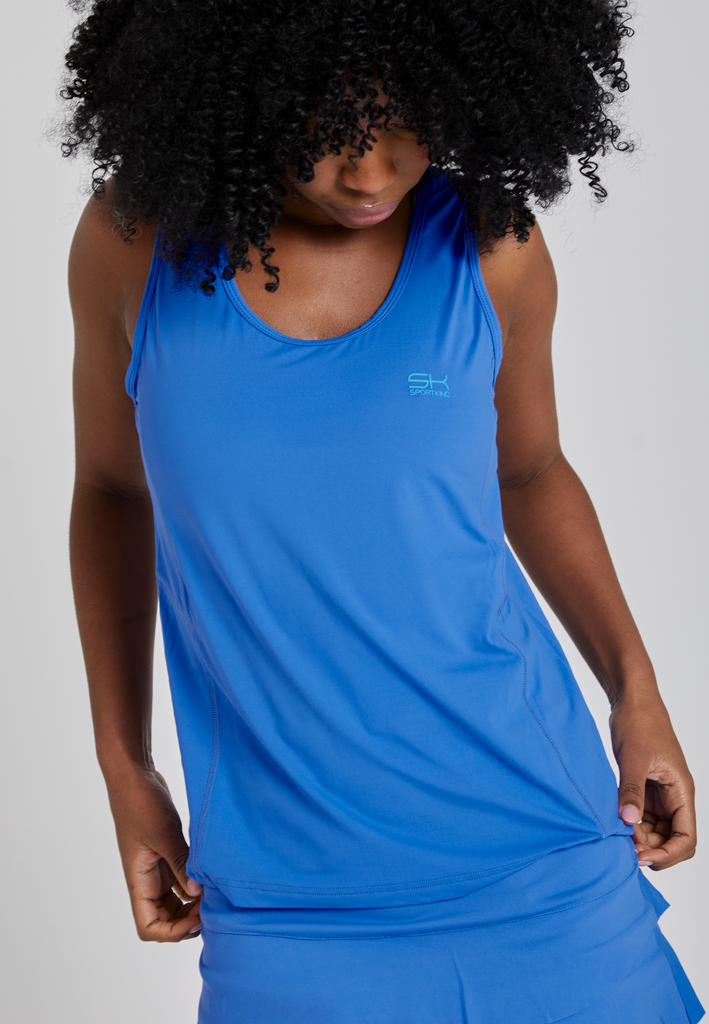 Mädchen & Damen Tennis Loose Fit Tanktop, kornblumen blau von SPORTKIND