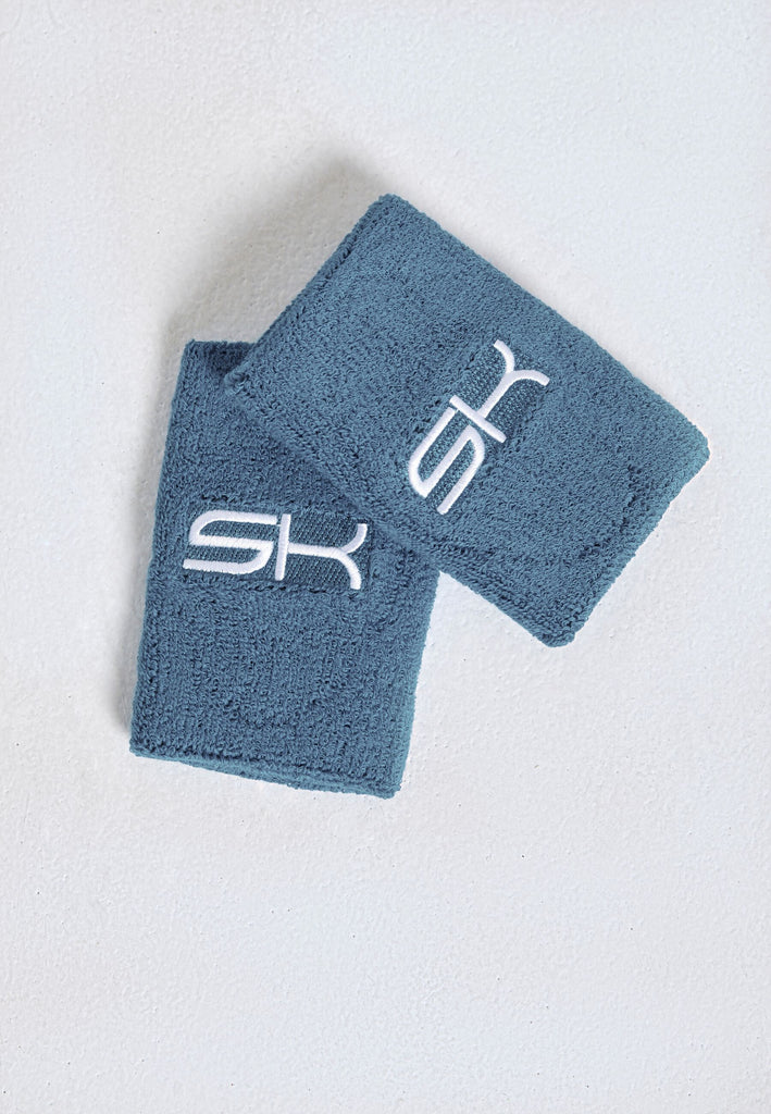 Unisex Tennis Schweißband groß 2er Set, grau blau von SPORTKIND