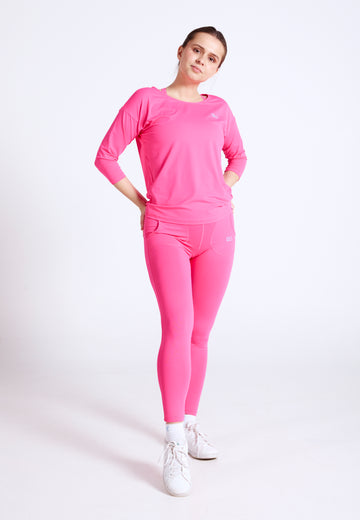 Mädchen & Damen Tennis 3/4 Loose Fit Shirt, hibiscus pink von SPORTKIND