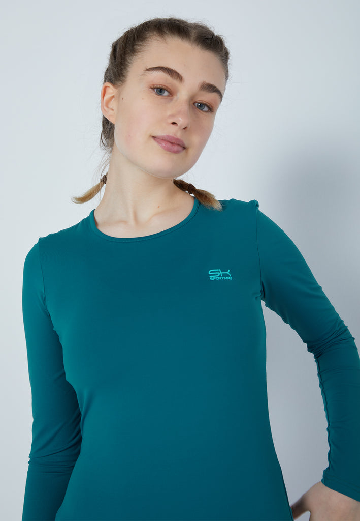 Mädchen & Damen und Gender Tennis Longsleeve Shirt, Petrol Grün von SPORTKIND